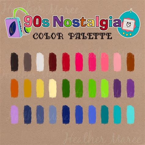 the color palette is shown in different colors