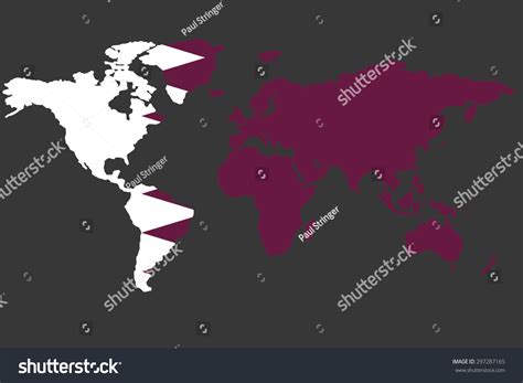 Illustrated Map World Flag Qatar Stock Vector (Royalty Free) 297287165 ...