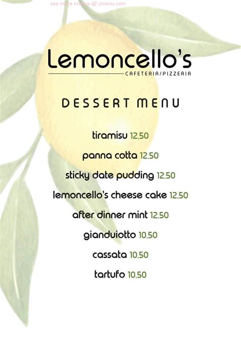 Online Menu of Lemoncello's Cairns Restaurant, Cairns City, Queensland ...