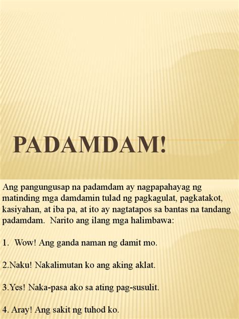 Padamdam Halimbawa Ng Pangungusap - dehalimba