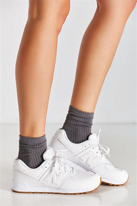 New Balance 574 Leather Sneaker in White - Lyst