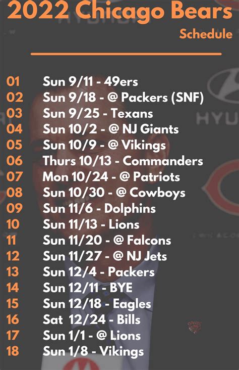 Da Bears Blog | 2022 Chicago Bears Schedule