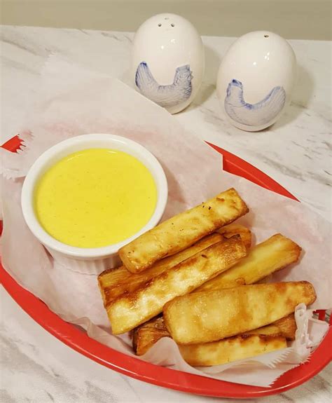 Air Fryer Yuca Fries with Creamy Curry Mustard Sauce - This Old Gal