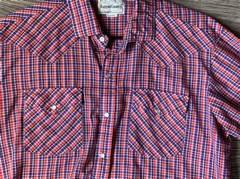 VINTAGE RUGGED COUNTRY MEN’S WESTERN SHIRT RED&PURPLE… - Gem