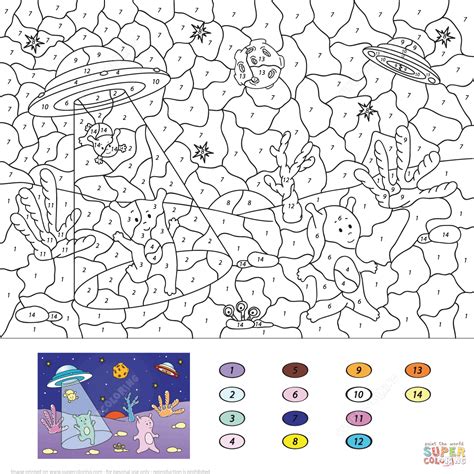 Cute Aliens Color by Number from Color by Number Worksheets category. Select from 27968 ...