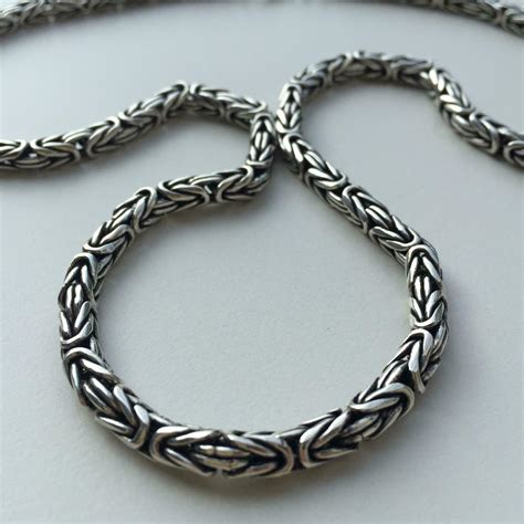 5mm Men's Round Byzantine Necklace Chain 925 Sterling Silver 22 Inch 6 – J F M