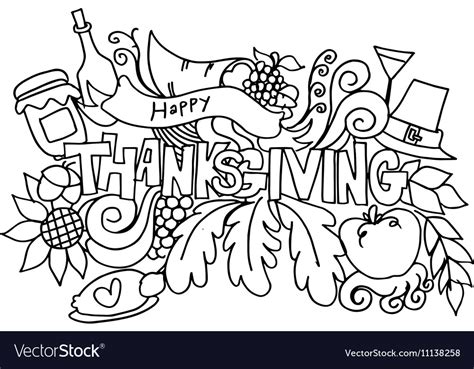 Thanksgiving hand draw doodle art Royalty Free Vector Image