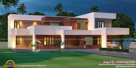 Contemporary house with laterite stone wall - Kerala Home Design and ...