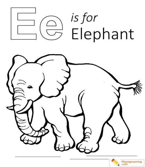 E Is For Elephant Coloring Page 07 | Free E Is For Elephant Coloring Page