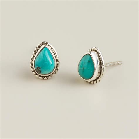 Sterling Silver Turquoise Teardrop Stud Earrings | World Market # ...