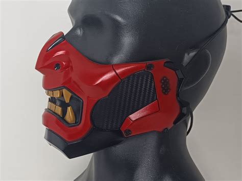 Red Oni Mask Red Hood Mask Cyberpunk Mask Half Face Mask - Etsy