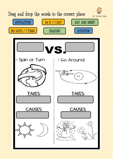 Rotation And Revolution Of Earth Worksheets