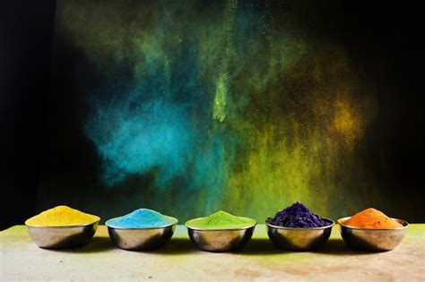 Premium Photo | Colorful traditional holi powder in bowls happy holi ...