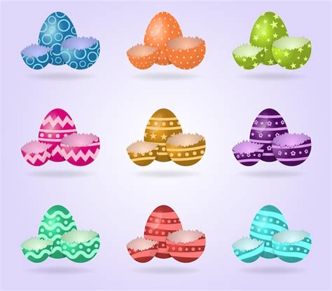 Premium Vector | Vector illustration of colorful eggs with break egg ...