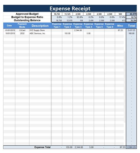 Expense Receipt Template | Free Word & Excel Templates