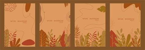 Abstract nature background with leaves and plants. Copy space for text. Vector illustration ...