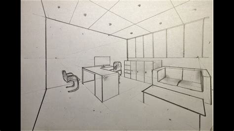 ARCHITECTURAL │How To Draw a Simple Work Office in 2 Point Perspective - YouTube