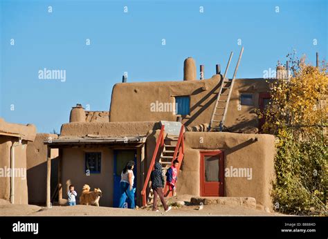 Inhabited adobe houses Taos Pueblo New Mexico USA Stock Photo - Alamy