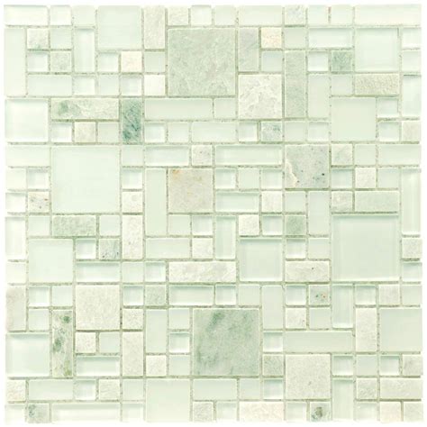 Merola Tile Tessera Versailles Ming 11-3/4 in. x 11-3/4 in. x 8 mm Glass and Stone Mosaic Tile ...