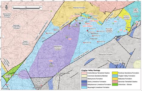 Detailed map of the study area showing bedrock geology (modified from... | Download Scientific ...