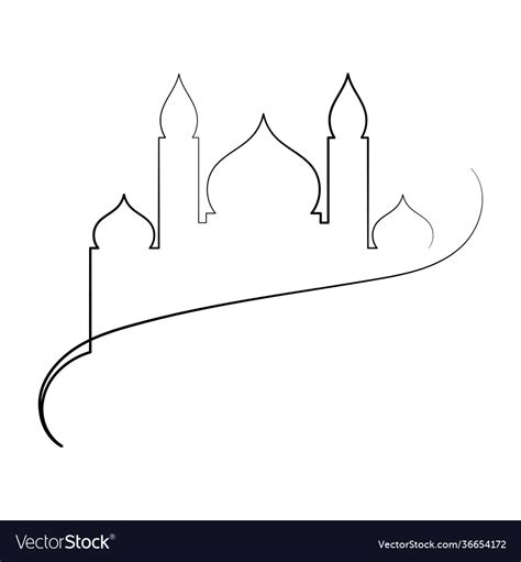 Islamic mosque line art drawing Royalty Free Vector Image