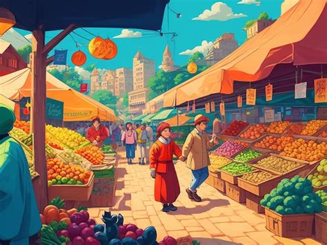 Premium Photo | Traditional Market cartoon illustration