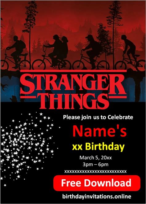 Stranger Things Invitations Birthday Invitations