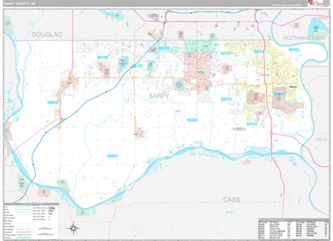 Sarpy County, NE Wall Map Premium Style by MarketMAPS - MapSales