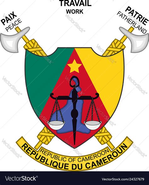 Coat arms republic cameroon Royalty Free Vector Image