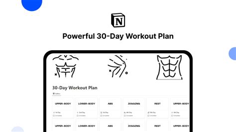 Notion template: Powerful 30-Day Workout Plan | Workout plan template, Workout template, Workout ...