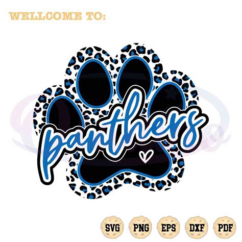 Panthers Paw Leopard Football Team SVG For Cricut Sublimation Files