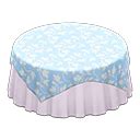 Large covered round table - Light blue - Plain white | Animal Crossing (ACNH) | Nookea