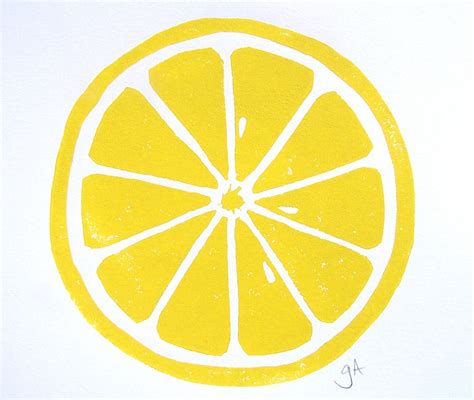 Lemon Yellow Block Print Hand-pressed 8x10 Linocut Print Minimal Bright ...