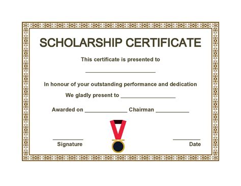 Customizable Scholarship Certificate Template