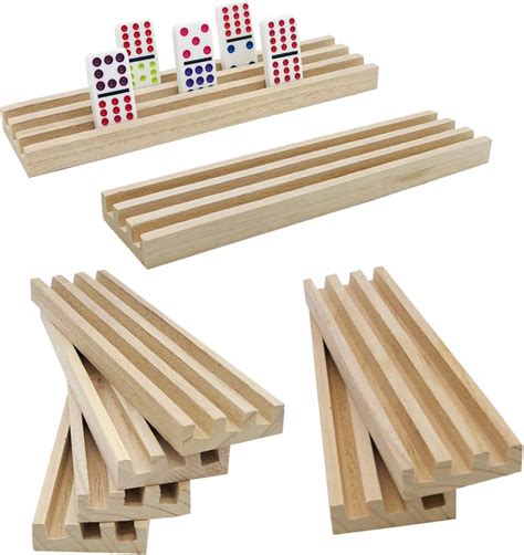 ESSAJOY Wooden Domino Trays/Racks Set of 8 Domino Tiles Holders Mexican ...