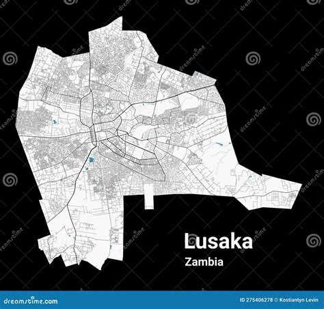 Lusaka Map. Detailed Map of Lusaka City Administrative Area. Cityscape ...