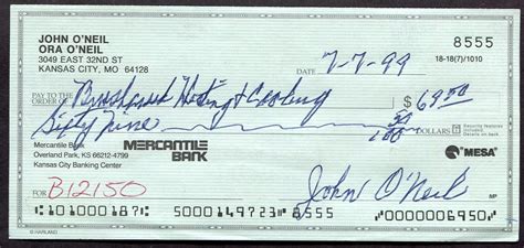 Lot Detail - BUCK O'NEIL SIGNED PERSONAL CHECK