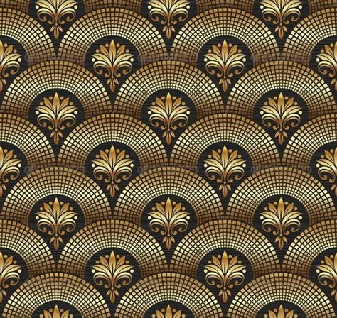 Seamless Ornate Golden Pattern - Decorative Vectors Motif Art Deco, Art Nouveau Pattern, Art ...