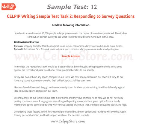 CELPIP Writing Sample Test Task 2: Responding to Survey | Ielts writing, Survey questions ...