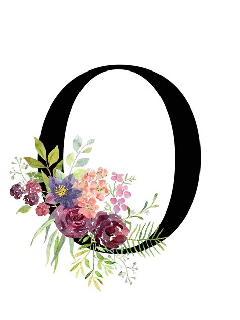 Letter O, Floral, monogram, Printable Letter, Nursery Art, Art Prints, Baby Girl Nursery, Wall ...