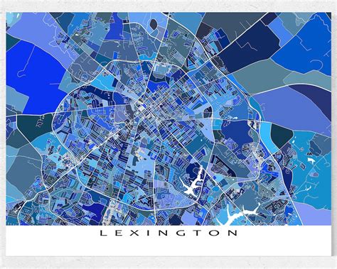 Lexington Kentucky and Lexington Map Print for Blue Geometric | Etsy