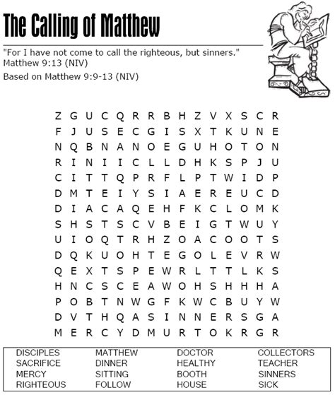 The Calling of Matthew Word Search | Sermons4Kids