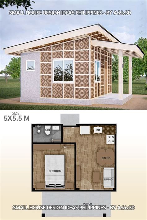 1 Bedroom Small House - Amakan Version | Small house design, Small house design plans, Small house