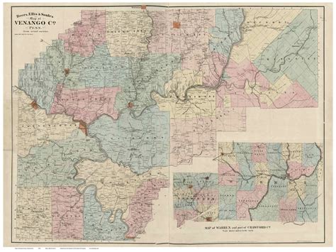 Venango County Pennsylvania 1865 - Old Map Reprint - OLD MAPS