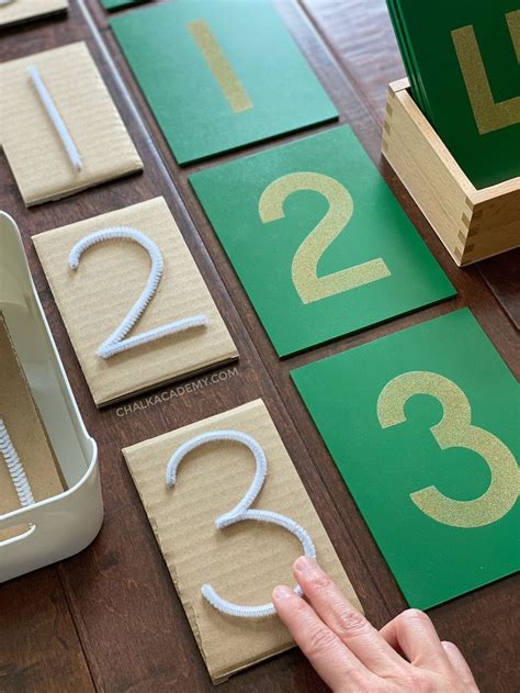 Montessori numbers sandpaper boards and DIY tactile pipe cleaner numbers Montessori Preschool ...