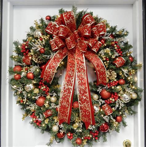 XL 36 Christmas Wreath, Lighted Wreath, Red Wreath, Cordless Wreath ...