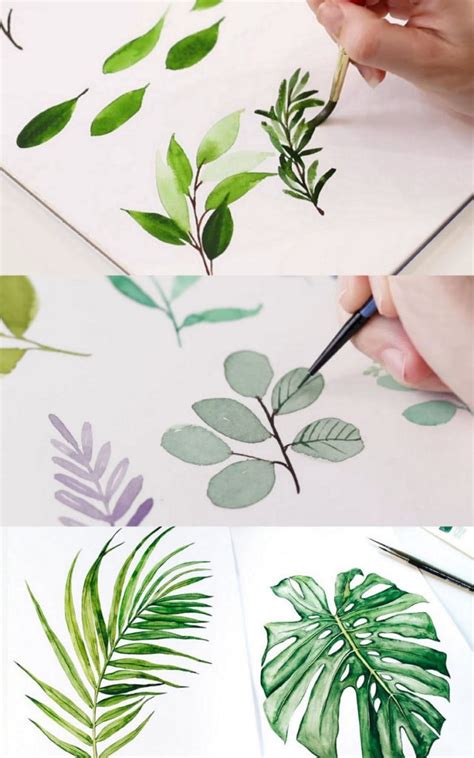 12 Easy Watercolor Leaves Painting Tutorials - A Piece Of Rainbow