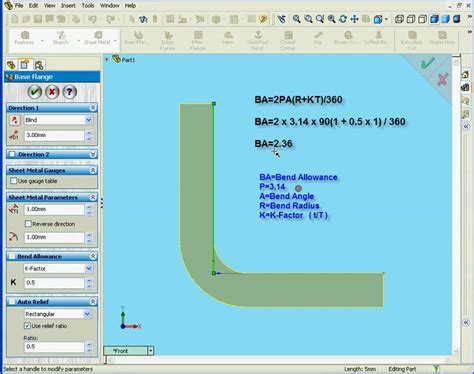 solidworks Sheet Metal Applying K Factor - YouTube