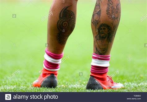 Detail of a jesus tattoo on the leg of Salford Red Devils' Ken Sio ...