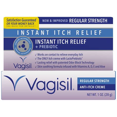 Vagisil Anti-Itch Vaginal Creme, Regular Strength Instant Itch Relief and Prebiotic with ...